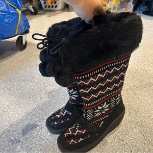 Cozy Black and Red Winter Boots